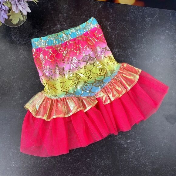 Girl’s Multicolored Mermaid Fishtail Skirt Sz 18M - Picture 2 of 4